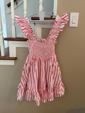 Showpo Red & White Striped Ruffle Mini Dress